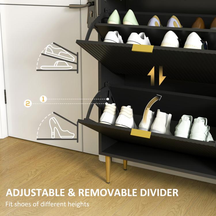 Elegant Four-Drawer Shoe Cabinet - Black