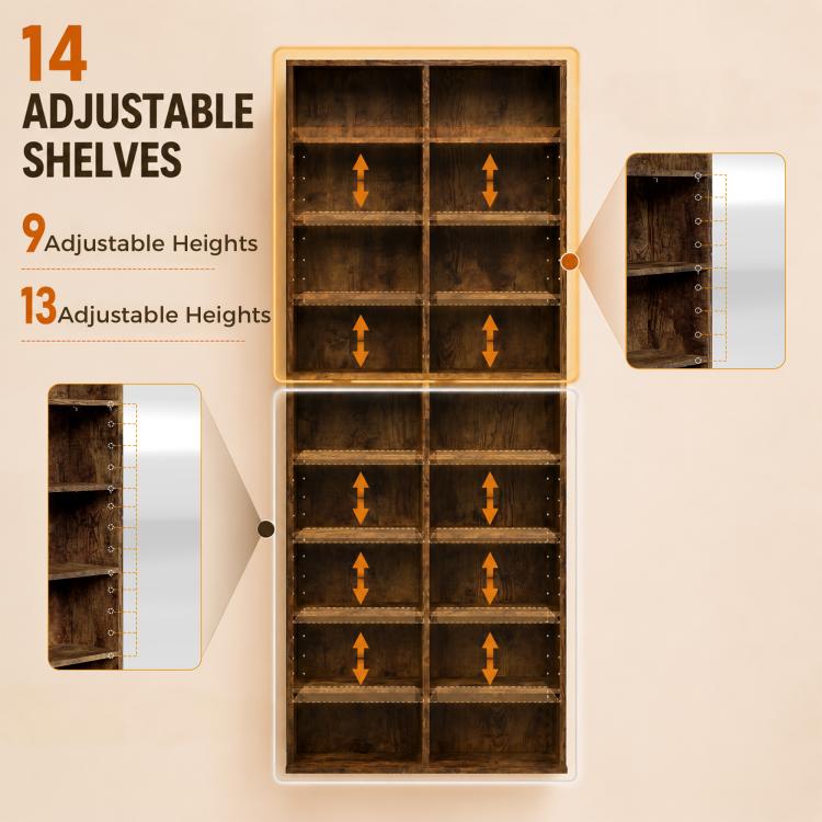 640 CD/360 DVD Storage Unit 18 Compartments CD Tower Rustic Brown