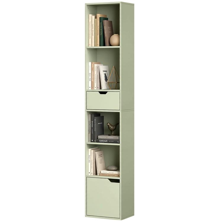 6-Tier Bookcase SlimDrawer Door 30 x 24 x 158 cm Green