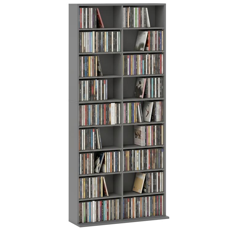 640 CD/360 DVD Storage Unit, Blu-ray Media Storage Shelf, Grey