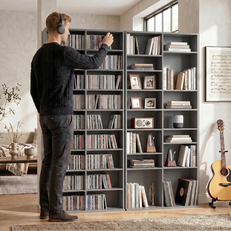 640 CD/360 DVD Storage Unit, Blu-ray Media Storage Shelf, Grey