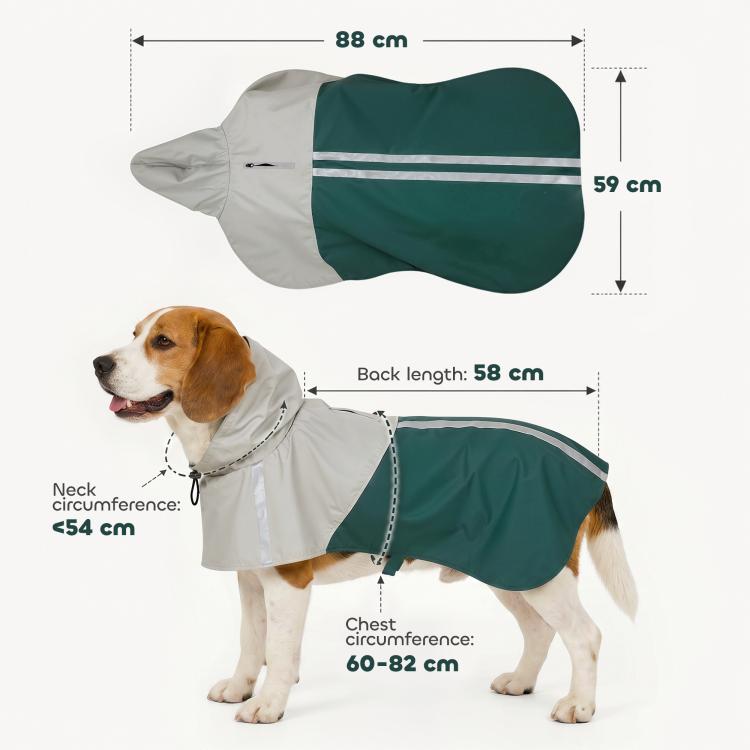 Dog Raincoat with Hood for Medium Dogs 15-20 KG, Green, M