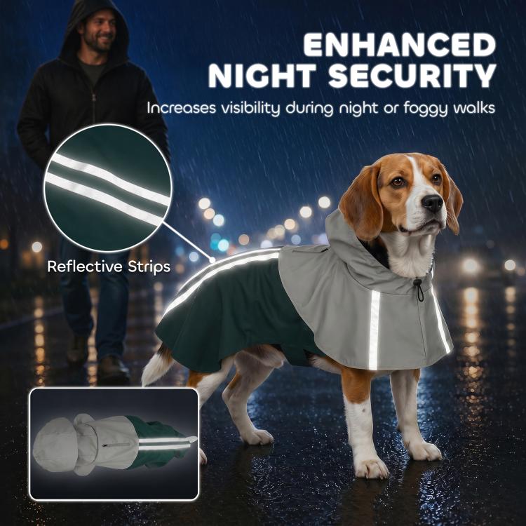 Dog Raincoat with Hood for Medium Dogs 15-20 KG, Green, M