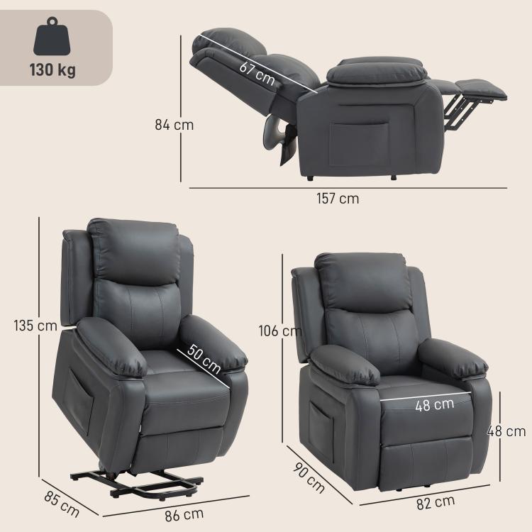 Riser and Recliner Chair Vibration Massage for Elderly Dark Grey