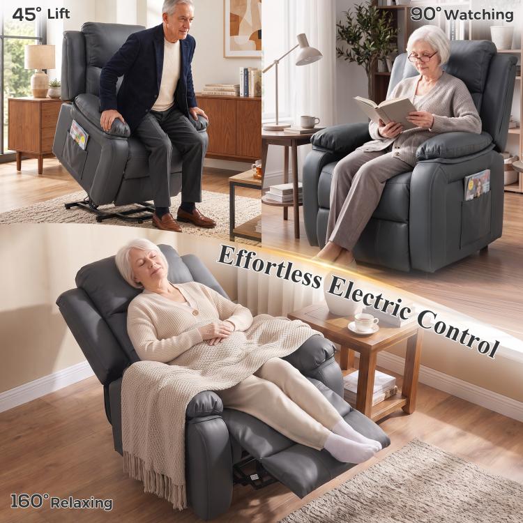 Riser and Recliner Chair Vibration Massage for Elderly Dark Grey