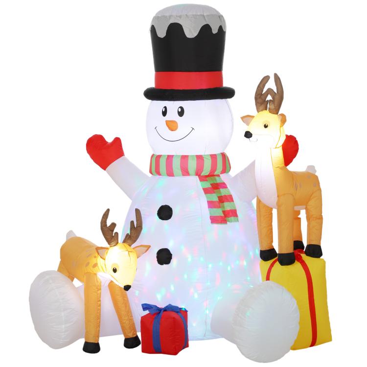 7ft Giant Christmas Inflatable Snowman with 2 Reindeer