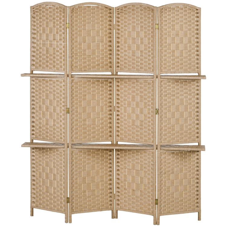 4 Panel Folding Room Divider Screen 160 x 170cm Natural Wood Finish
