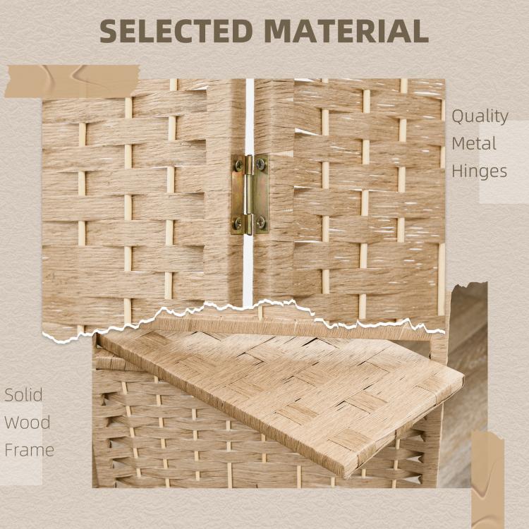 4 Panel Folding Room Divider Screen 160 x 170cm Natural Wood Finish
