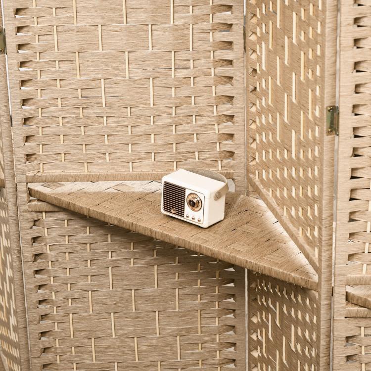 4 Panel Folding Room Divider Screen 160 x 170cm Natural Wood Finish
