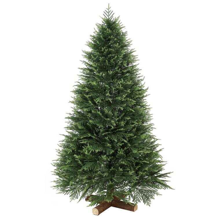 7ft Artificial Christmas Tree, Hinged Xmas Tree with Realistic 1071 PE & PVC Branch Tips, Fir Wood Base, Green