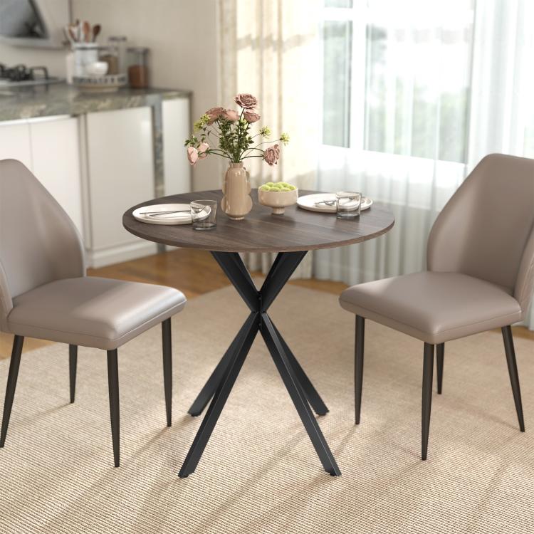 80cm Industrial Round Dining Table - Brown