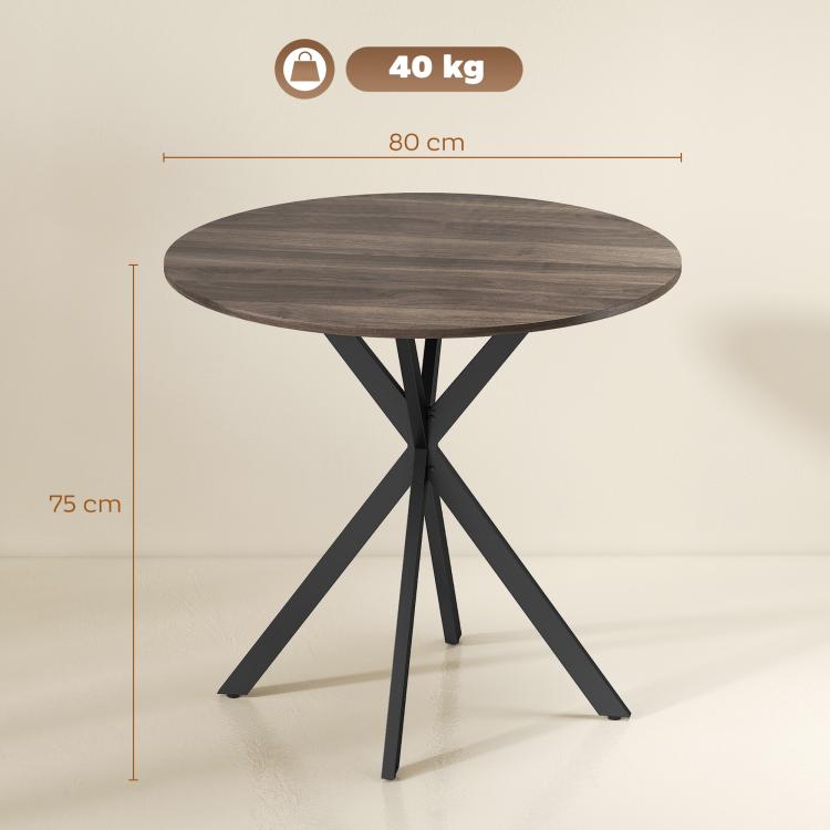 80cm Industrial Round Dining Table - Brown