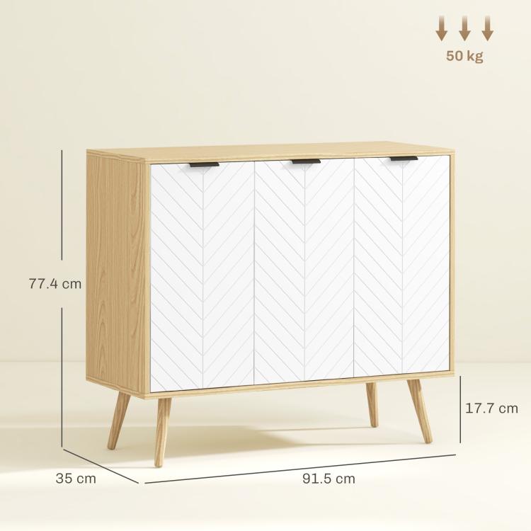 Modern Sideboard and Buffet, Dining Room Cabinet with Adjustable Shelves and 3 Doors, White