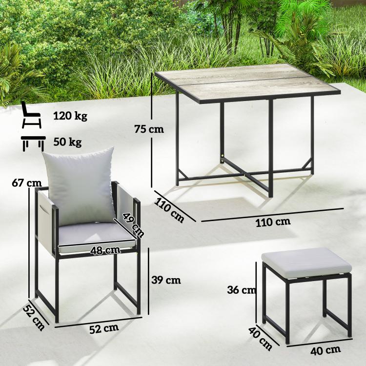 Nine-Piece Steel Frame Garden Dining Set - Dark Grey