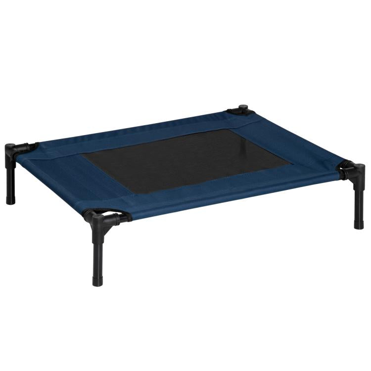 Raised Dog Bed Cat Elevated Lifted Puppy Pet Elevated Cot Portable Camping Basket – Blue (Medium)