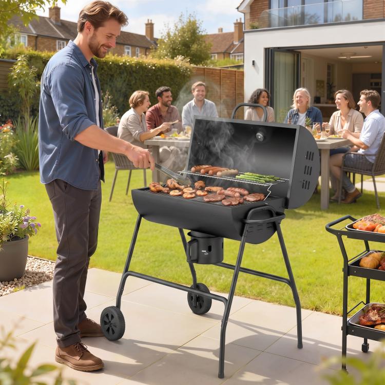 Steel Charcoal BBQ, with Ash Catcher and Warming Rack