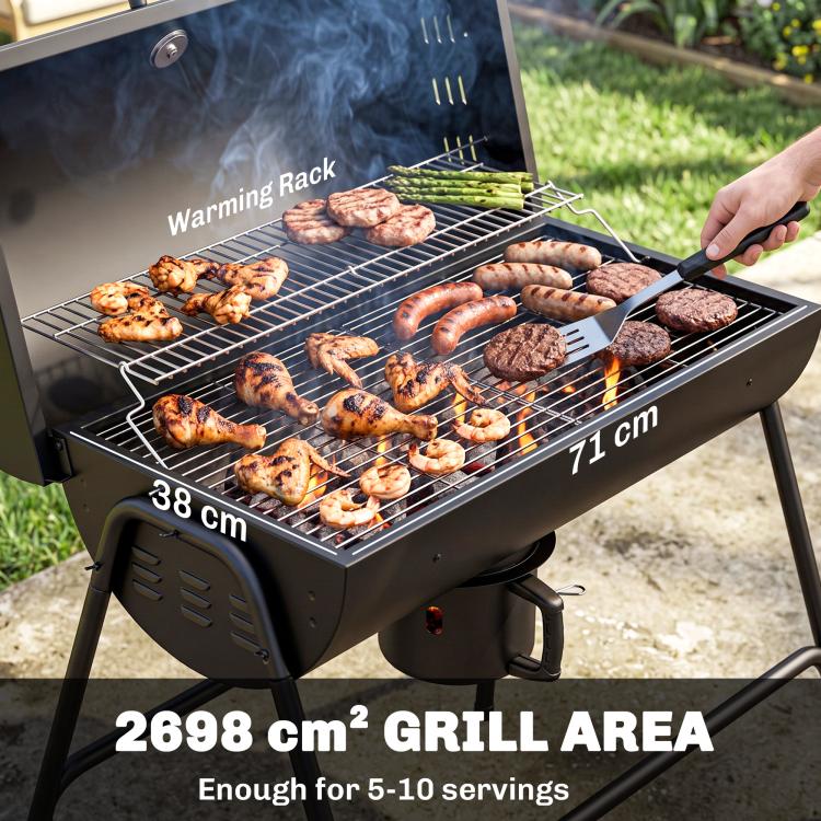 Steel Charcoal BBQ, with Ash Catcher and Warming Rack