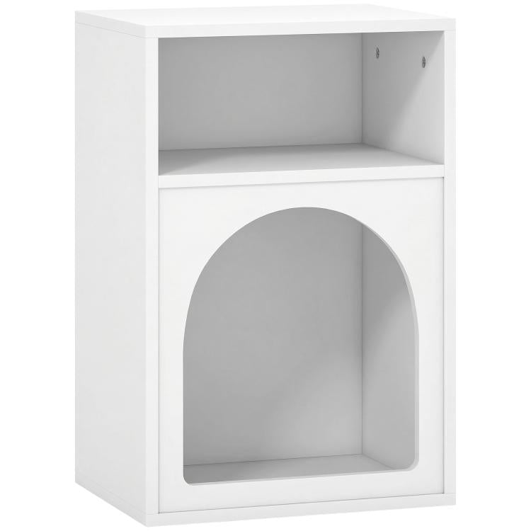 Bedside Table with 2 Open Compartments - White