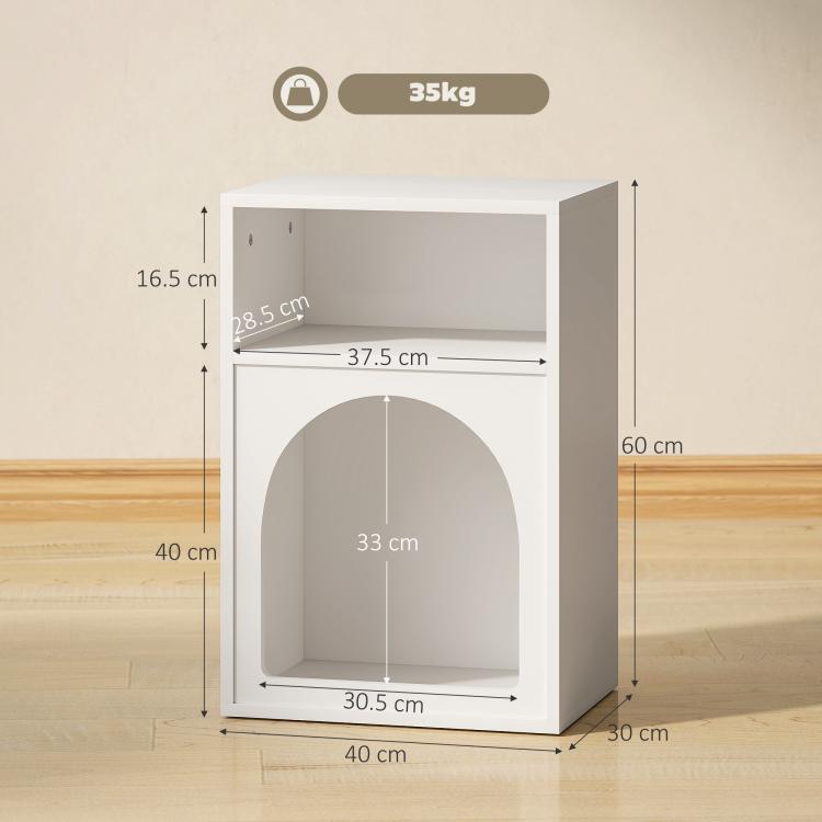 Bedside Table with 2 Open Compartments - White