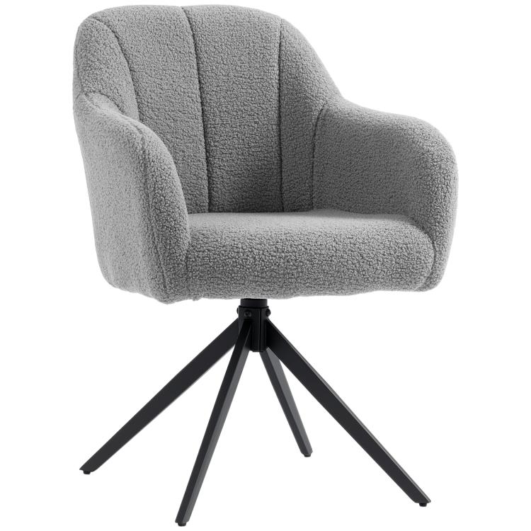 360 Degree Swivel Accent Chair, Teddy Fleece Armchair, Grey