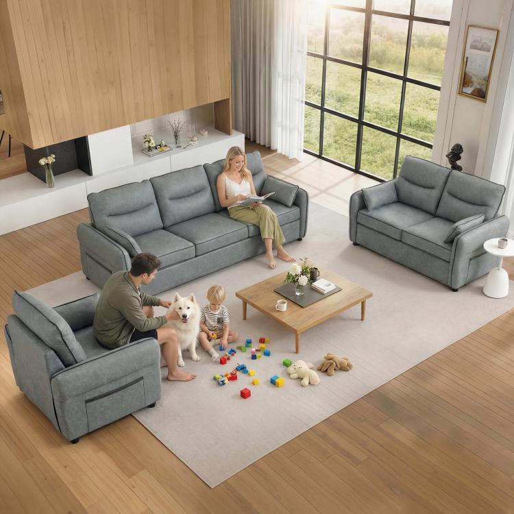Accent Chair, Faux Leather Armchair - Grey