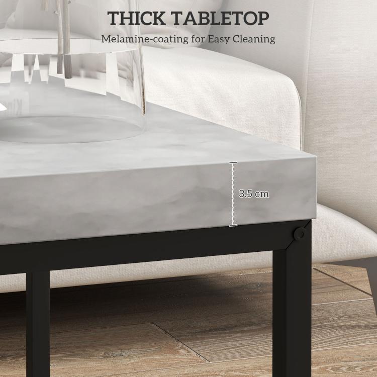 Coffee Table Set of 2, Nest of Tables with 3.5cm Thick Tabletop, Grey