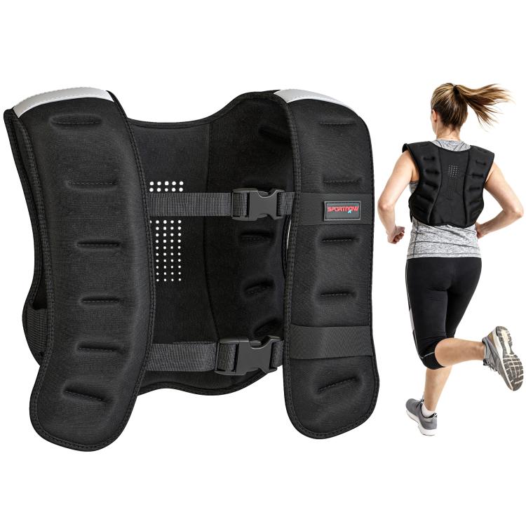 Weighted Vest, 5 kg Weight Vest with Adjustable Straps, Reflective Strips, Black