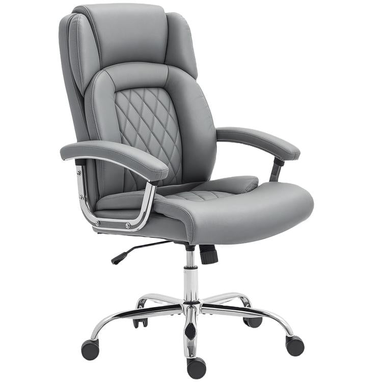 Big and Tall Office Chair 180kg with Spring Cushion, PU Leather - Grey