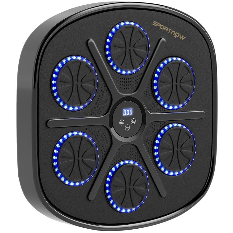 Music Boxing Machine, Smart Bluetooth Boxing Machine Wall Mounted with 9 Speeds & Modes, LED Lights and Gloves, Punching Pad for Adults, Black