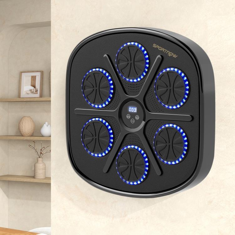 Music Boxing Machine, Smart Bluetooth Boxing Machine Wall Mounted with 9 Speeds & Modes, LED Lights and Gloves, Punching Pad for Adults, Black