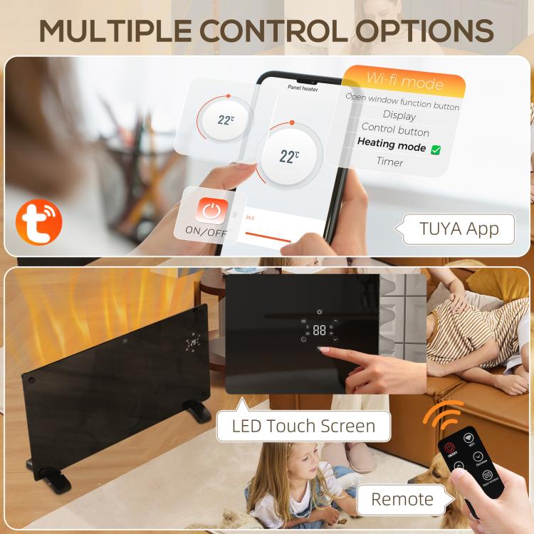 1500W 5-35℃ Smart Control Heater - Black