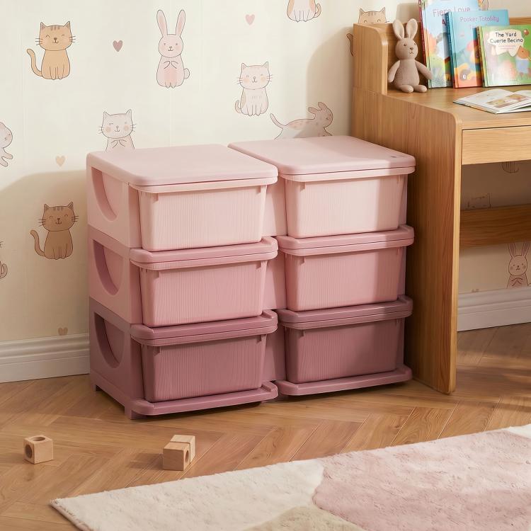 Kids Storage Unit, with Six Drawers - Pink