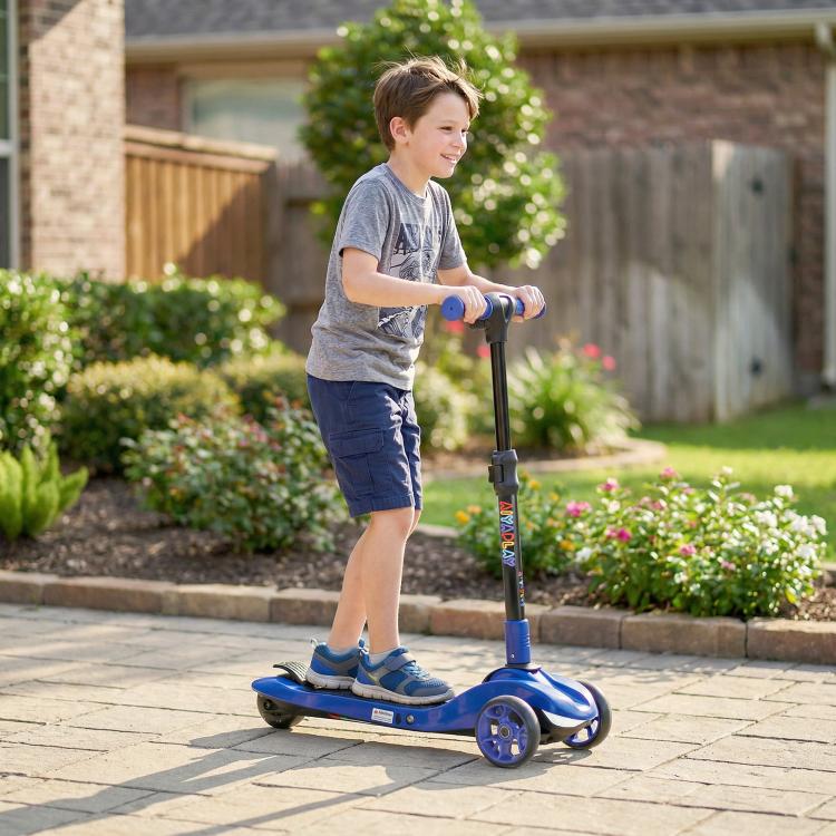 Three-Wheel Foldable Electric Scooter for Kids Aged 6-10 Years, Blue