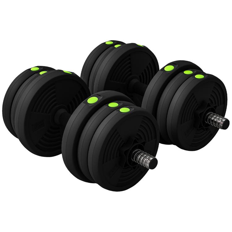 Adjustable Weight Barbell & Dumbbells Set Free Weights Strength Muscle Exercise Home Gym Training, Black and Green