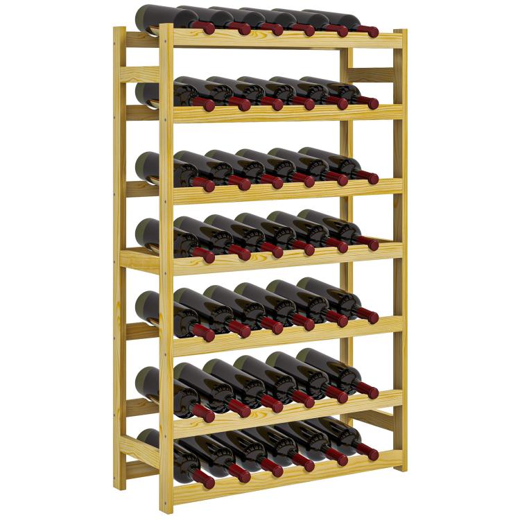 42-Bottle Wooden Wine Rack - Natural Finish