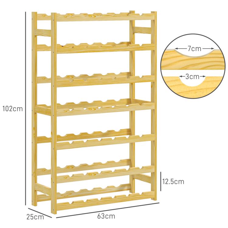 42-Bottle Wooden Wine Rack - Natural Finish