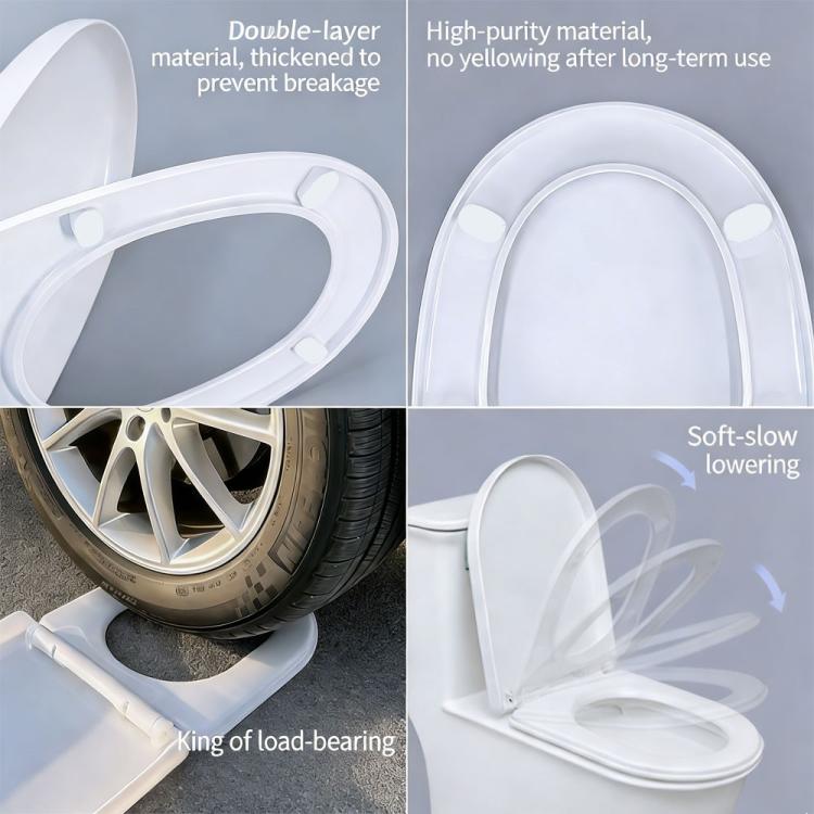 D Shape Toilet Seat in White Soft Close Quick Release Anti-Bac Top Bottom Hinges