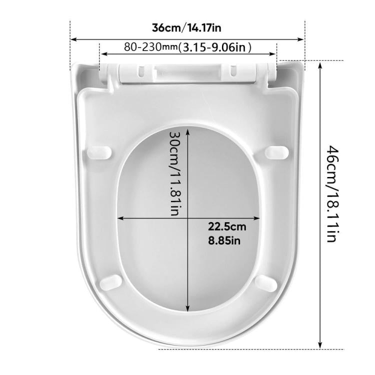 D Shape Toilet Seat in White Soft Close Quick Release Anti-Bac Top Bottom Hinges