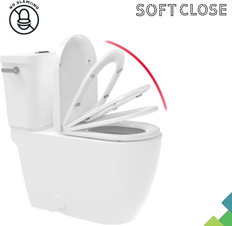 D Shape Toilet Seat in White Soft Close Quick Release Anti-Bac Top Bottom Hinges