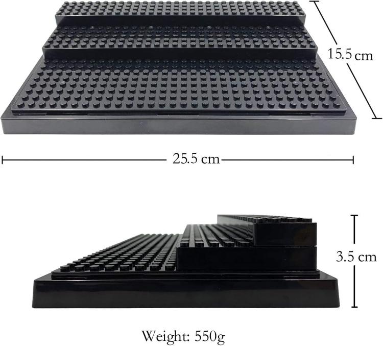 Minifigures Figure Display Case - 3-Tier Clear Acrylic Dustproof Black, Grey
