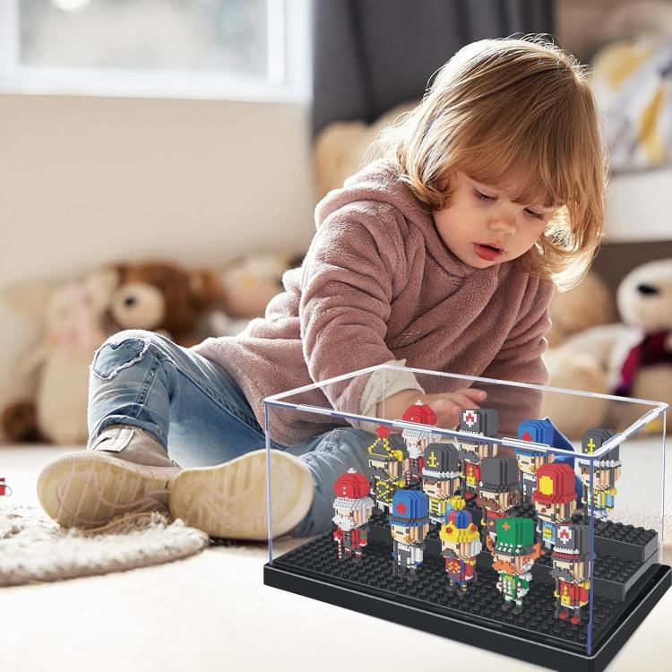Minifigures Figure Display Case - 3-Tier Clear Acrylic Dustproof Black, Grey