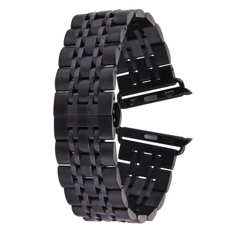 Hidden Butterfly Buckle 7 Beads Stainless Steel Watch Band For Apple Watch 42mm(Silver Gold)