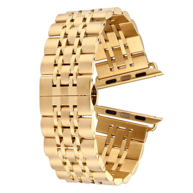 Hidden Butterfly Buckle 7 Beads Stainless Steel Watch Band For Apple Watch 42mm(Silver Gold)