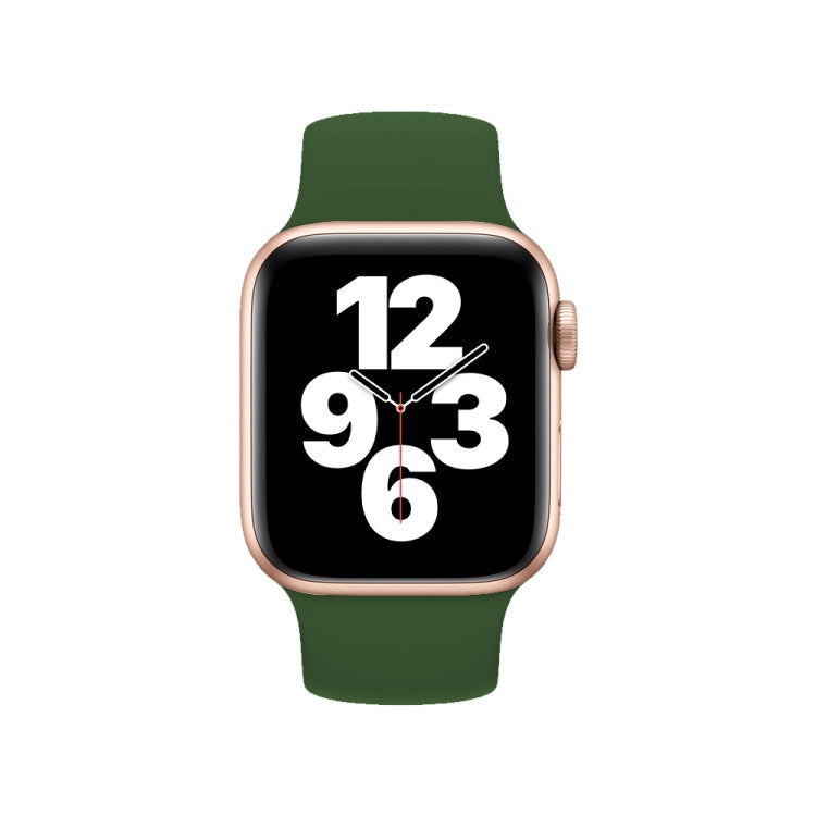 For Apple Watch Ultra 49mm&Watch Ultra 2 49mm / Series 10 46mm / 9&8&7 45mm / SE 3&SE 2&6&SE&5&4 44mm / 3&2&1 42mm Solid Color Elastic Silicone Watch Band, Size:M 143mm