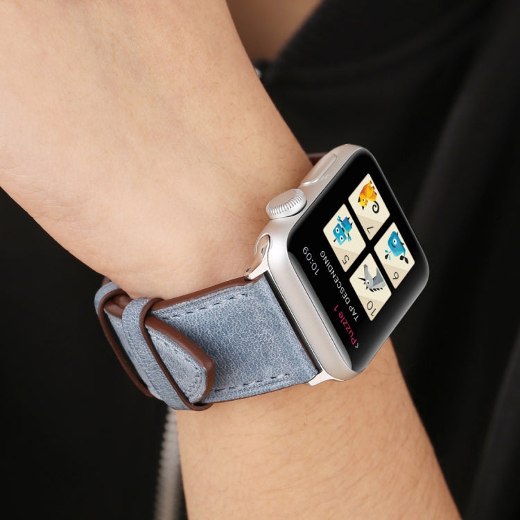 For Apple Watch Ultra 49mm&Watch Ultra 2 49mm / Series 10 46mm / 9&8&7 45mm / SE 3&SE 2&6&SE&5&4 44mm / 3&2&1 42mm Fresh Style Genuine Leather Watch Band, 42mm