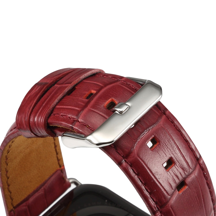 Denior Crocodile Grain Watch Cowhide Leather Watch Band for Apple Watch Ultra 49mm&Watch Ultra 2 49mm / Series 10 46mm / 9&8&7 45mm / SE 3&SE 2&6&SE&5&4 44mm / 3&2&1 42mm