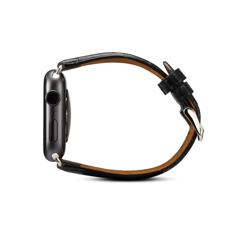 Denior Crocodile Grain Watch Cowhide Leather Watch Band for Apple Watch Ultra 49mm&Watch Ultra 2 49mm / Series 10 46mm / 9&8&7 45mm / SE 3&SE 2&6&SE&5&4 44mm / 3&2&1 42mm