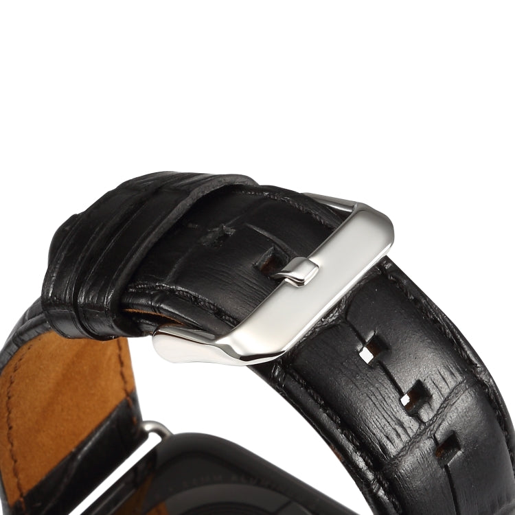 Denior Crocodile Grain Watch Cowhide Leather Watch Band for Apple Watch Ultra 49mm&Watch Ultra 2 49mm / Series 10 46mm / 9&8&7 45mm / SE 3&SE 2&6&SE&5&4 44mm / 3&2&1 42mm