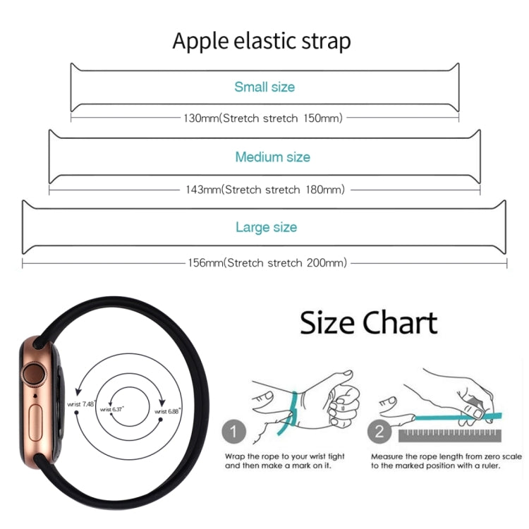 For Apple Watch Series 8&7 41mm / SE 2&6&SE&5&4 40mm / 3&2&1 38mm Solid Color Elastic Silicone Watch Band, Size:M 143mm (Aqua Blue), Size:M 143mm