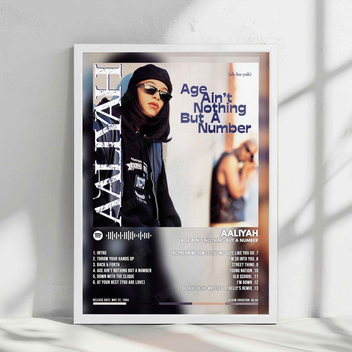 Aaliyah "Age Ain't Nothing but a Number" Album Cover Poster - with Complete Tracklist